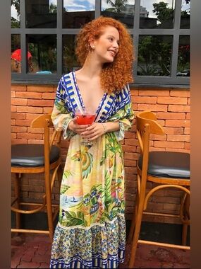 off-white rainbow toucans organic cotton maxi dress FARM Rio | Dresses | Farm Rio Rainbow Toucans Offwhite Organic Cotton Maxi Dress L